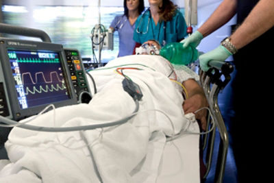 Patient transported with LIFEPAK 15 monitor/defibrillator in hospital