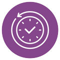 icône violette représentant une horloge avec une flèche tournant dans le sens inverse des aiguilles d'une montre