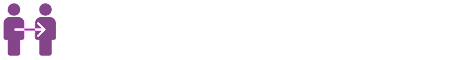 Ícone roxo de duas pessoas, com uma seta a apontar de uma para outra