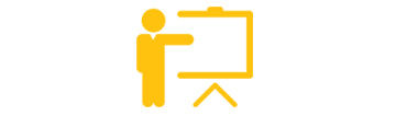 icon person pointing at whiteboard