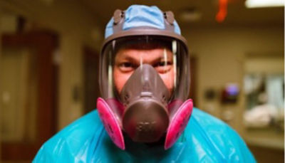 person wearing respirator mask