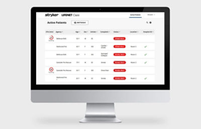 The LIFENET Care patient data communication platform show on a computer screen