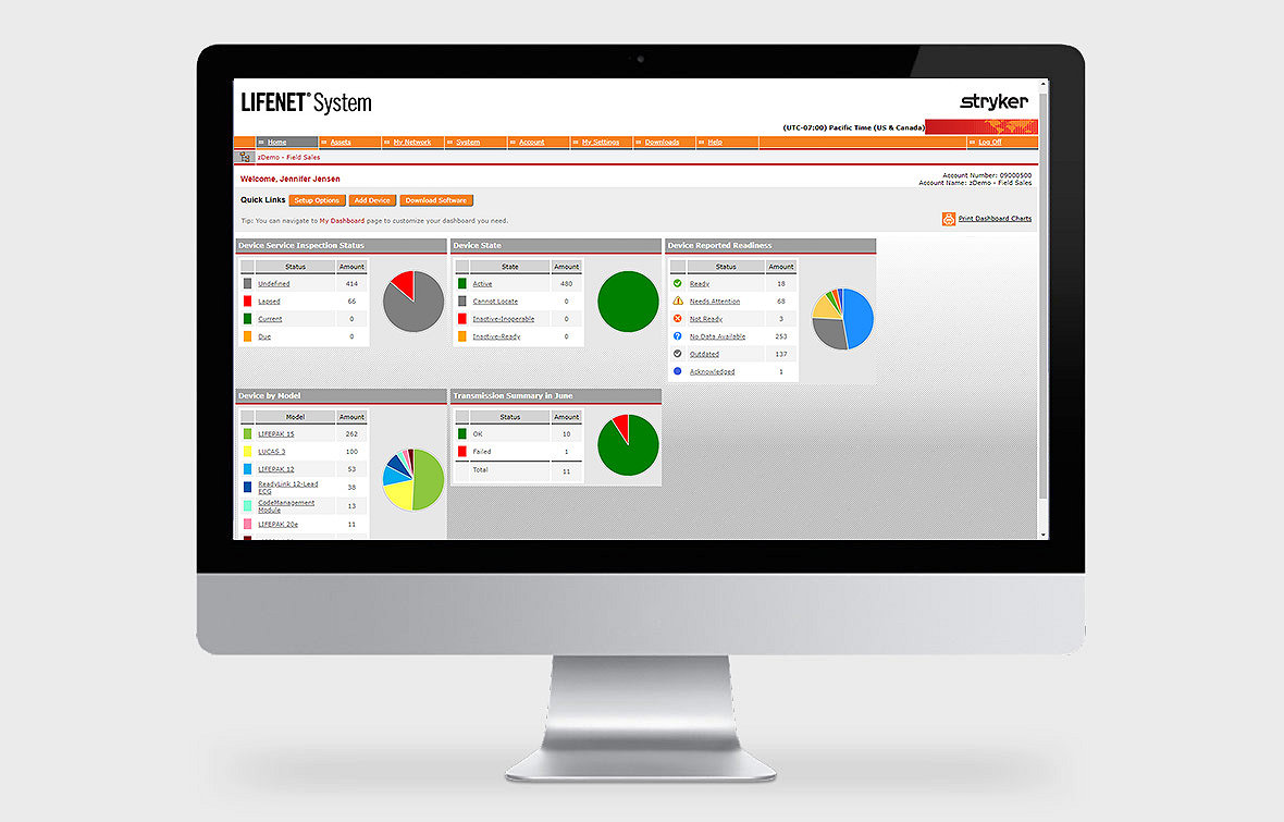 The LIFENET System data and asset management system shown on a computer screen