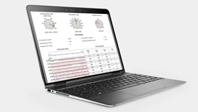 Programul de analiză a datelor CODE-STAT afișat pe un ecran de laptop