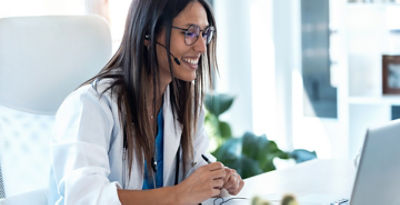 Female doctor video-conferencing