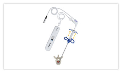 Step 4: Insert probe and adjust placement of spacer, then pull back the working conduit and start flow of sterile saline to the probe