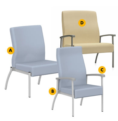 Three variations of Unity hospital and clinic side seating