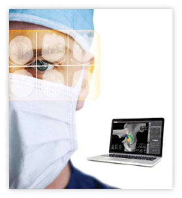 Image of surgeon and Mako Total Hip planning laptop