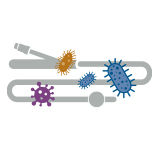 Illustration representing CAUTI contraction via catheter