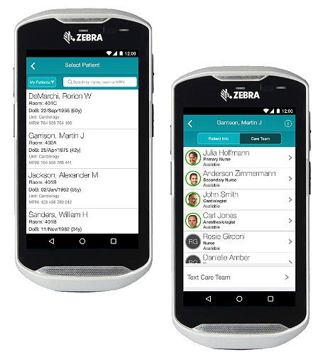 Example of Vocera's Collaboration Suite on a smartphone