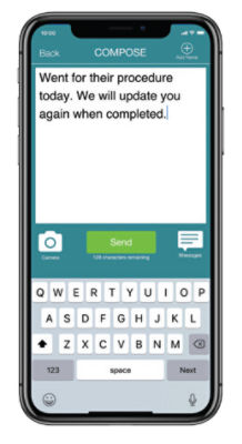 Screenshot of the messaging portion of the Vocera Ease app 