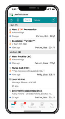 Screenshot of Vocera Edge communication examples