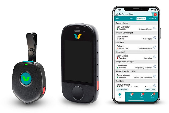 Vocera badges and mobile app screen